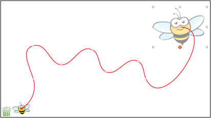 Eine animierte Biene fliegt durch das Bild.