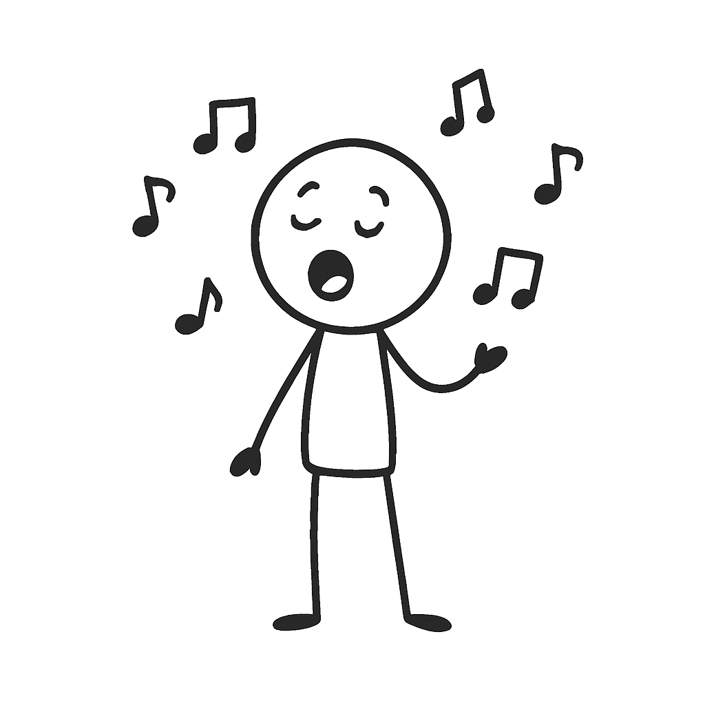 Graik einer singenden Figur.